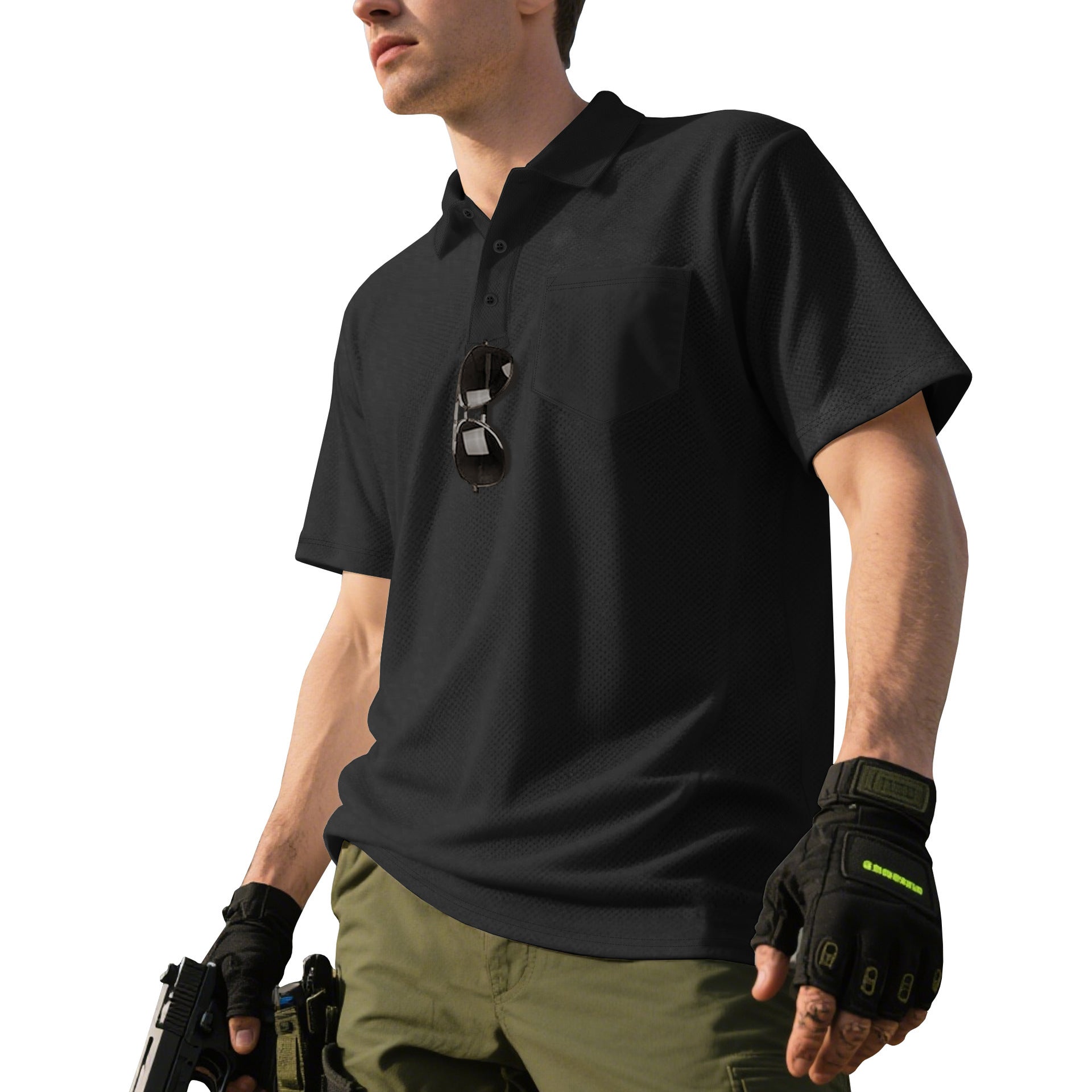 Herren nan funktionelles Kurzarm-Poloshirt mit Brusttasche, eingearbeiteter Stiftlasche und mikroperforierter Belüftung R&B