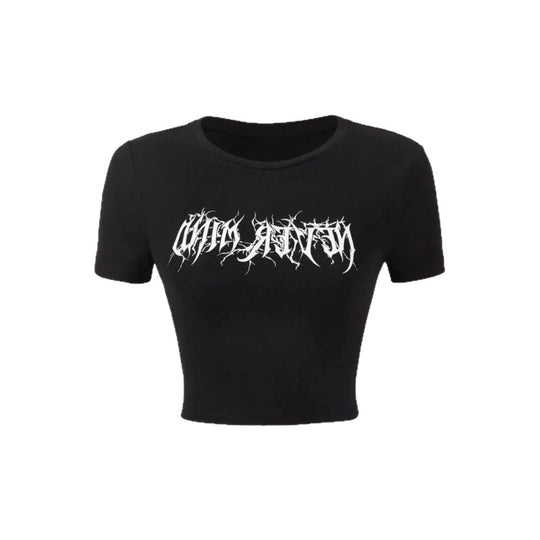 Damen Crop-Pullover mit kreativem Statementdruck R&B