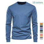 Herren nan klassisches langärmliges Baumwollshirt mit Rundhalsausschnitt und elastischen Bündchen R&B