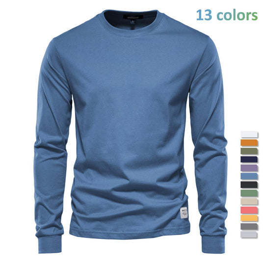 Herren nan klassisches langärmliges Baumwollshirt mit Rundhalsausschnitt und elastischen Bündchen R&B
