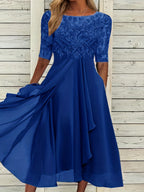 Damen Abendkleid mit elegantem Stickdesign und fließendem Rock R&B