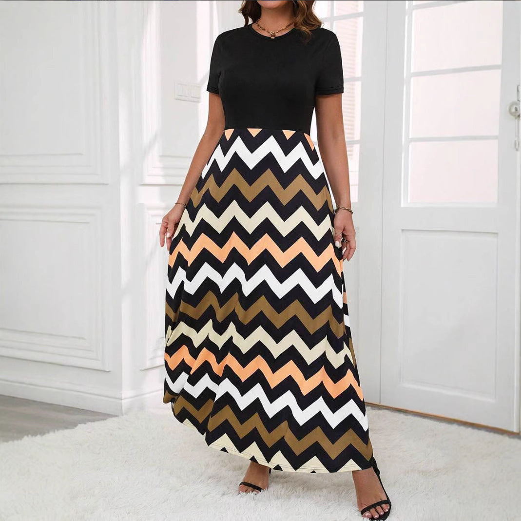 Damen Maxikleid mit einem modernen Zickzackmuster R&B