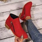 Damen Modische Ankle Boots mit Reißverschluss und dezenter Applikation EB