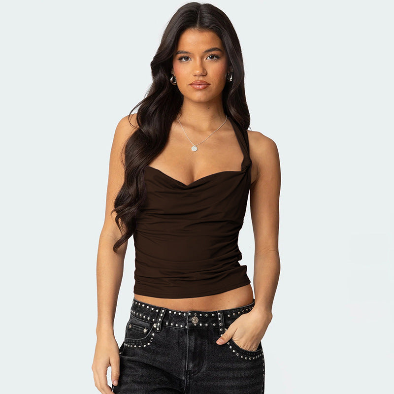 Damen modisches Top mit Knoten-Detail und Raffungen R&B