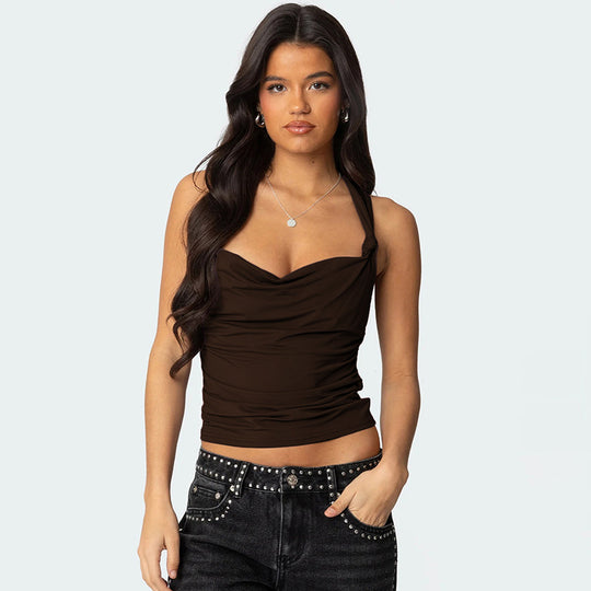 Damen modisches Top mit Knoten-Detail und Raffungen R&B