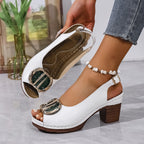Damen Plateau-Pantoletten mit modischen Transparent-Details und eleganter Schnalle R&B