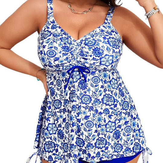 Damen Tankini-Set mit floralem Oberteil und sportlichen Shorts R&B