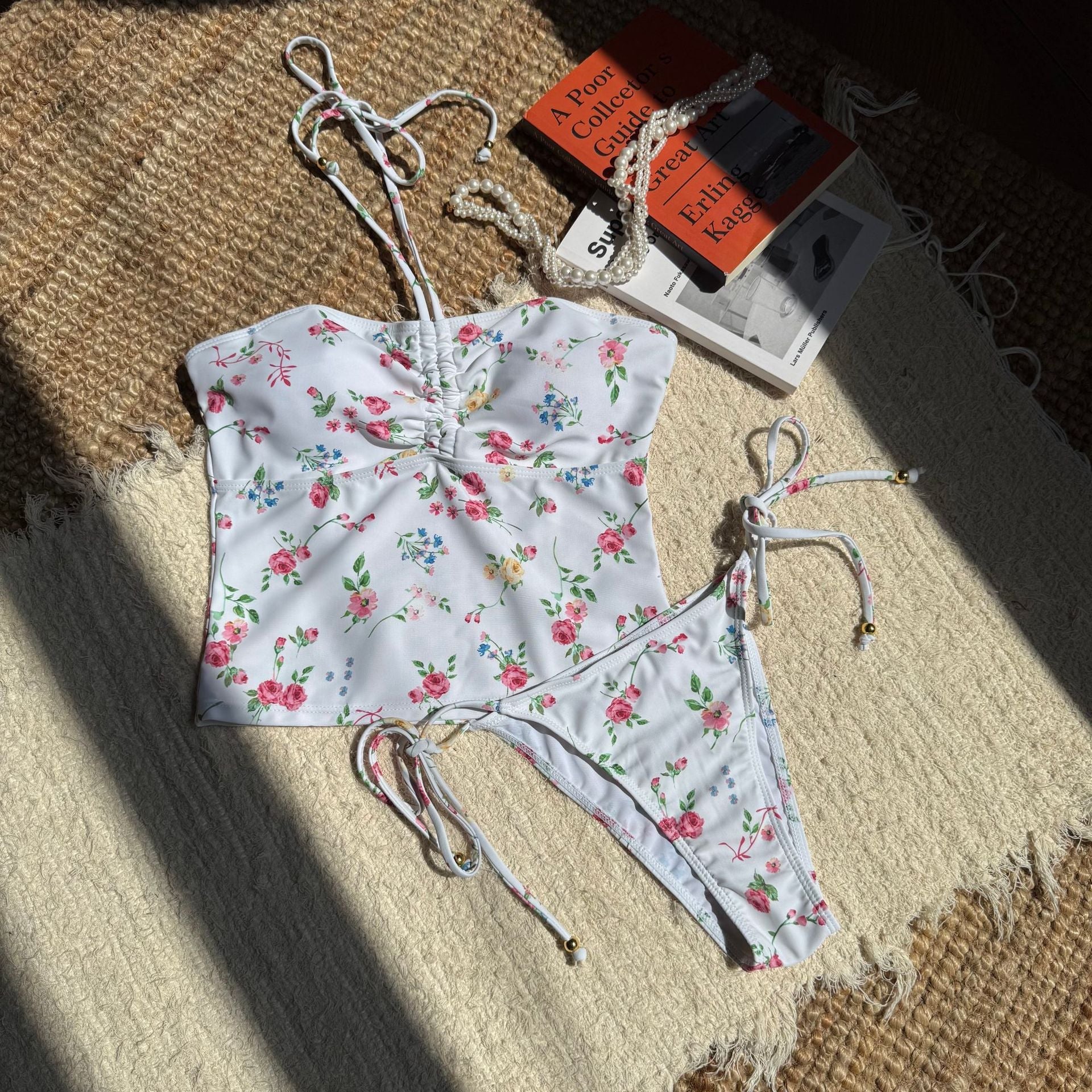Damen Floral gestaltetes Bikini-Set mit raffinierten BindR&Bändern R&B