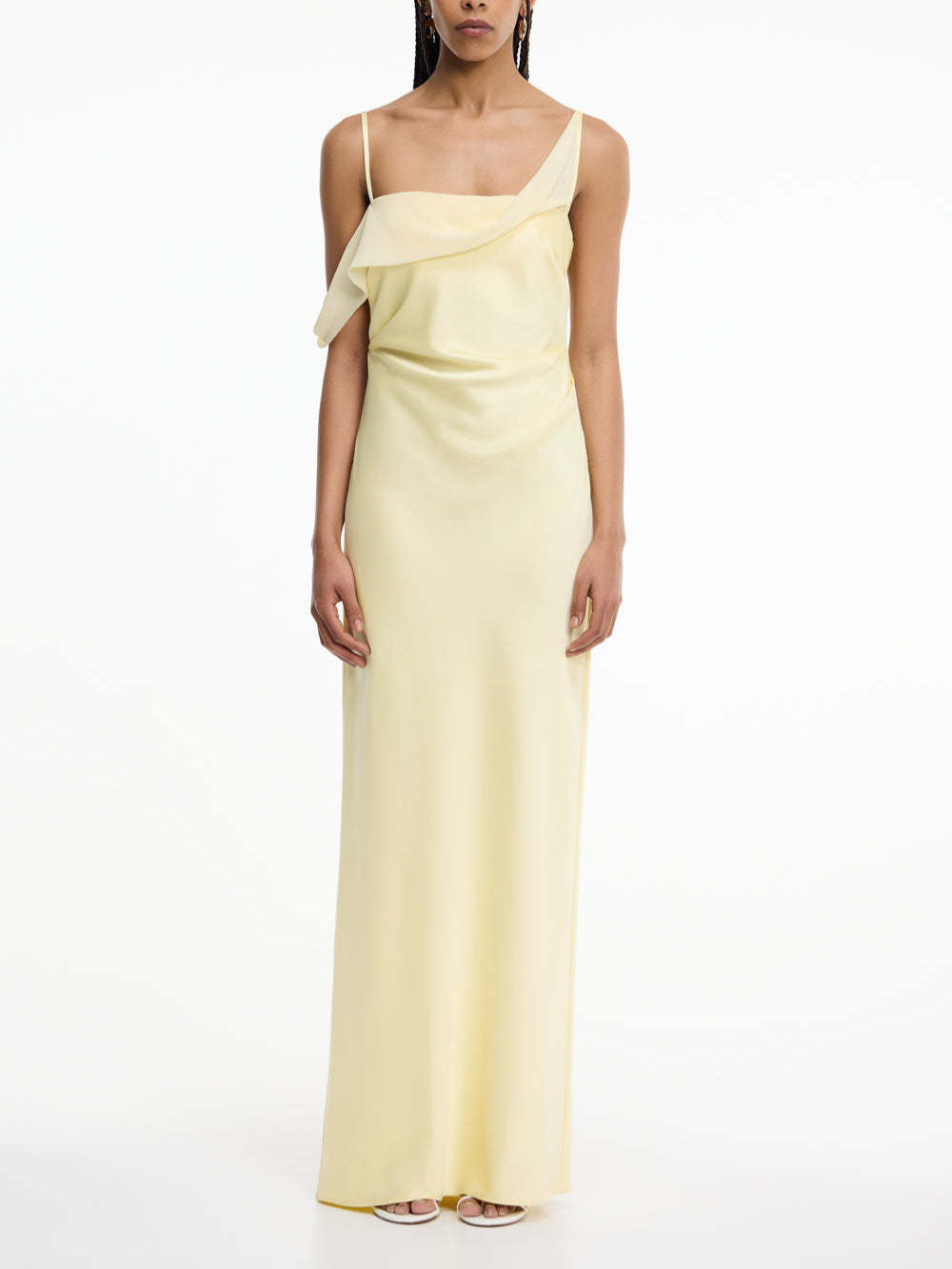 Damen Elegantes Maxikleid mit asymmetrischem Oberteil und fließendem Schnitt R&B
