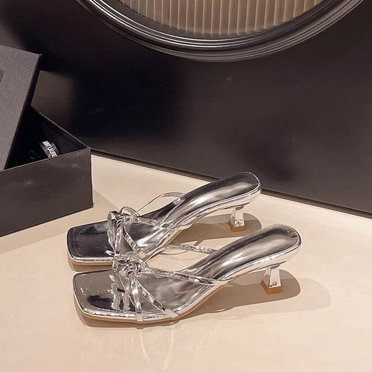 Damen elegante Sandalen mit modischen Riemen und hochhackigem Absatz R&B