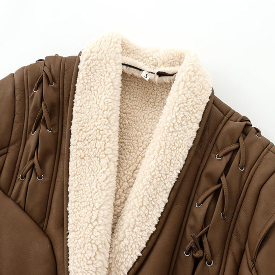 Damen kuschelige Jacke mit elegantem Kragen und gefüttertem Innenleben R&B