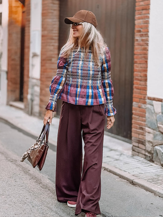 Damen modische Karottenhose mit hohem Bund und eleganten Falten R&B
