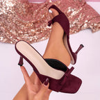 Damen Slingback Absatzsandalen mit dekorativem Schleifen-Design