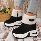 Damen Trendige Fleece-Stiefel mit Keilabsatz R&B