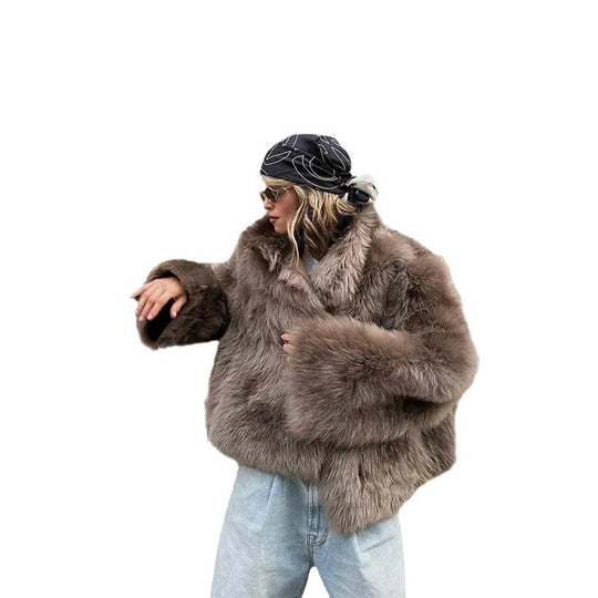 Damen Kurze Felljacke R&B