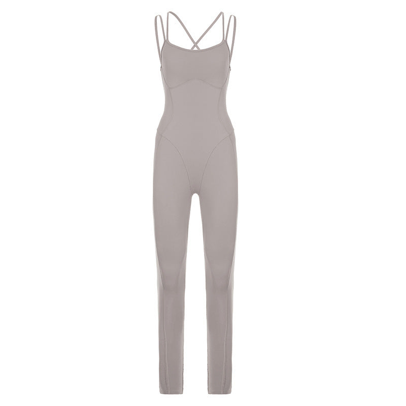 Damen Sportlicher Overall mit dünnen Trägern und figurbetonendem Schnitt R&B