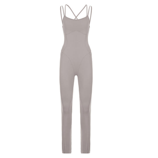 Damen Sportlicher Overall mit dünnen Trägern und figurbetonendem Schnitt R&B