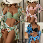Damen Strandkimono mit floralem Mustermix und lockerer Passform R&B