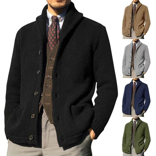 Herren Strickjacke mit modernem Stehkragen und praktischen Knöpfen R&B
