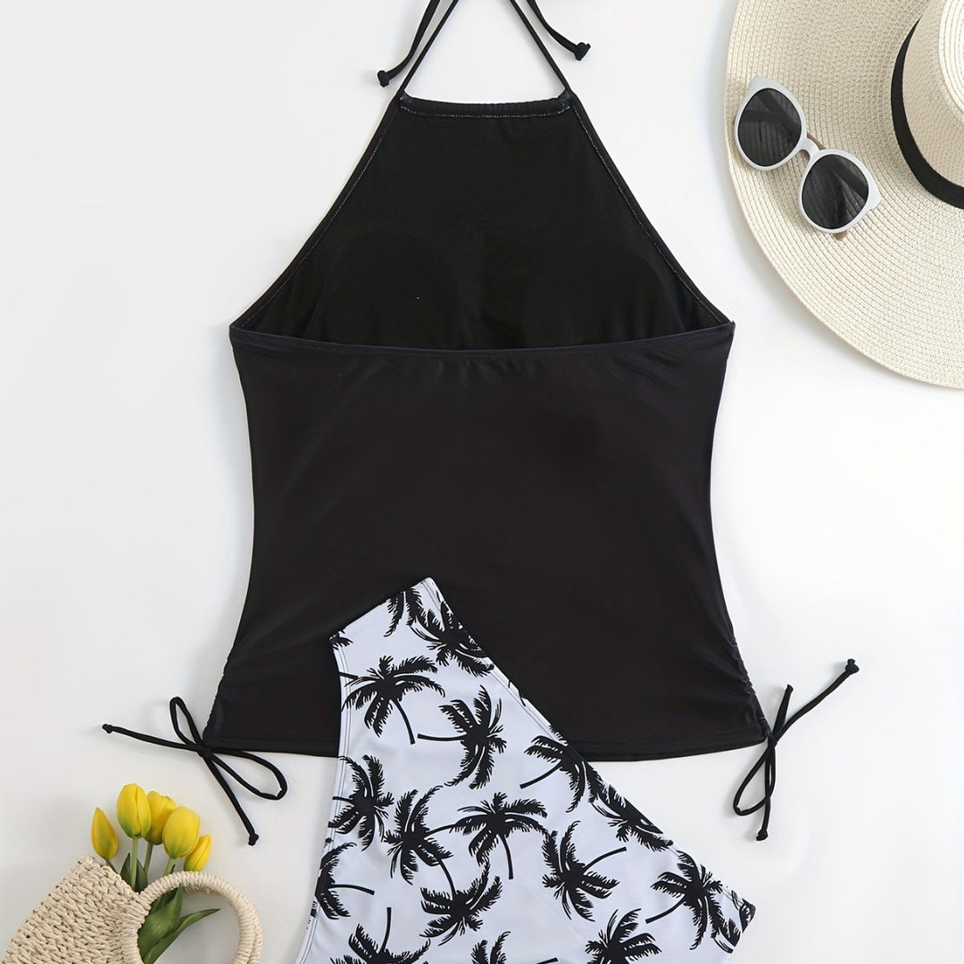 Damen Tankini-Set mit floralem Palmendruck R&B