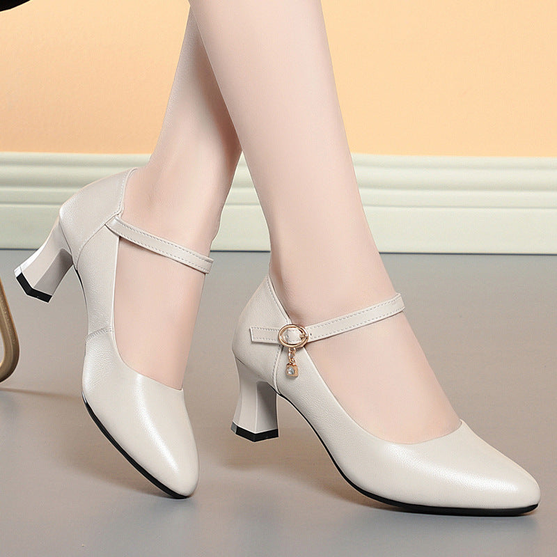 Damen Mary Jane Pumps mit komfortablem Blockabsatz und modischem Schnallenakzent R&B