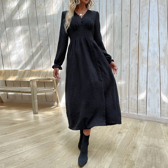 Damen Maxikleid mit elegantem V-Ausschnitt und raffiniertem Schlitz R&B