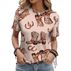 Damen Grafik T-Shirt mit Cowboy-Motiv R&B