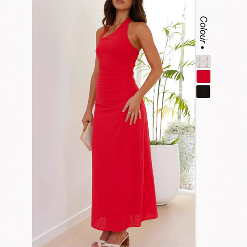 Damen Elegantes Maxikleid mit Halterneck und figurbetontem Schnitt R&B