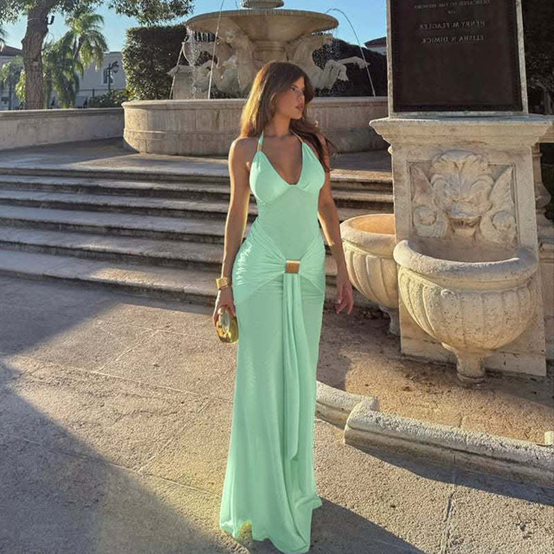 Damen Maxikleid mit raffiniertem Wickeldesign und verführerischem V-Ausschnitt R&B