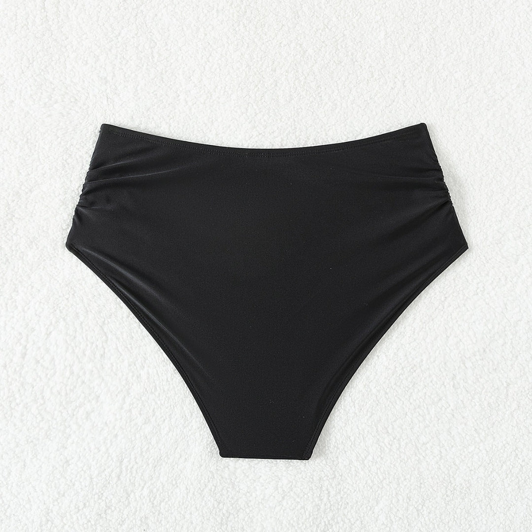 Damen Hoch geschnittener Bikini-Hosen mit Raffungen R&B
