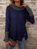 Damen Langarmshirt mit weitem Kragen und strukturiertem Obermaterial R&B