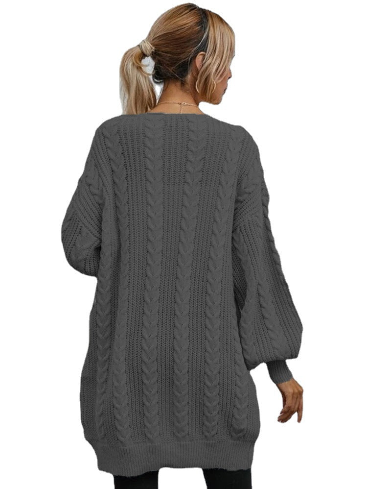 Damen Grobstrick Cardigan mit lässigem Oversize-Schnitt und raffiniertem Zopfmuster R&B