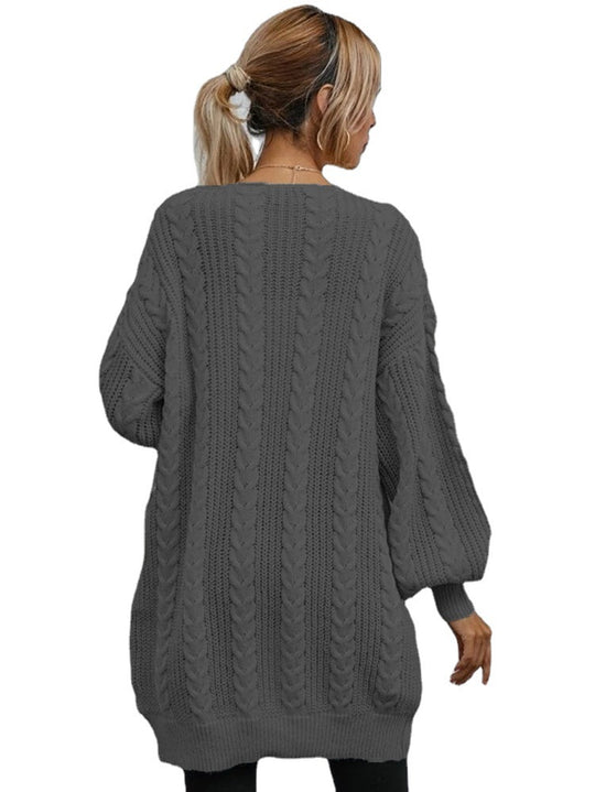 Damen Grobstrick Cardigan mit lässigem Oversize-Schnitt und raffiniertem Zopfmuster R&B