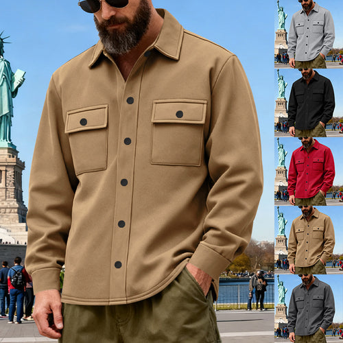 Herren nan lässige Hemdjacke aus Baumwollmischung mit aufgesetzten Brusttaschen R&B
