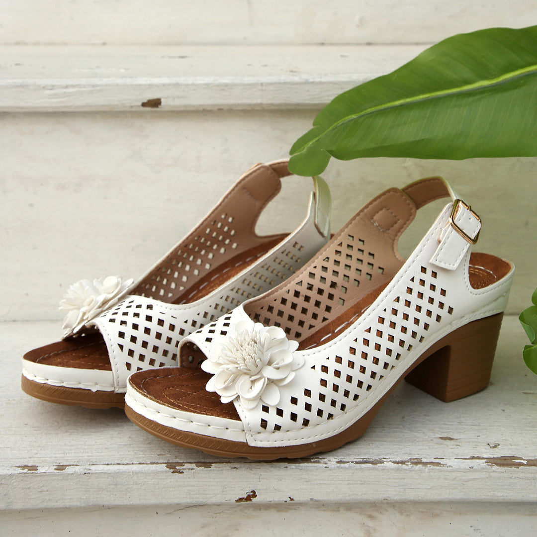 Damen Sandaletten mit floralem Design und rutschfester Sohle R&B