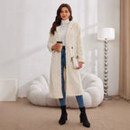 Damen Langer Plüsch-Mantel mit Kapuze R&B