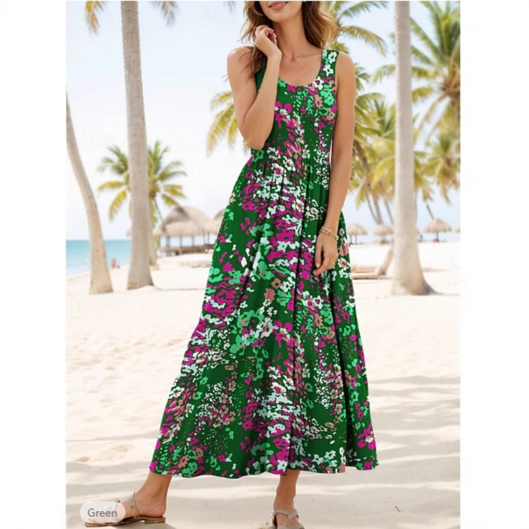Damen Maxikleid mit verspieltem Blumendesign und weitem Rockabfall R&B