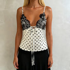 Damen Sexy Spitzen-Trägertop mit gepunktetem Design R&B