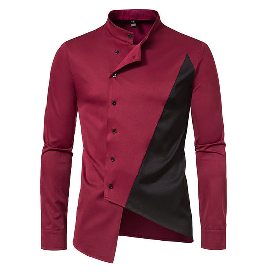 Herren Modern Asymmetrisches Button-Up Hemd R&B