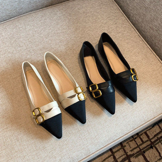 Damen elegante spitze Ballerinas mit doppelter Schnallenverzierung R&B