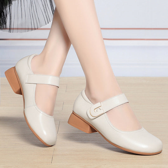 Damen Mary Jane Ballerinas mit elegantem Riemen und komfortablem Blockabsatz R&B