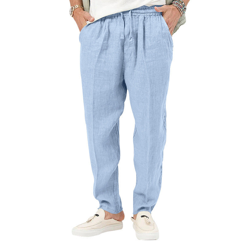 Herren Leichte Leinenhose mit elastischem Bund und praktischen Eingrifftaschen R&B