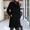 Damen eleganter Wollmantel mit klassischem Kragen und Taschen
