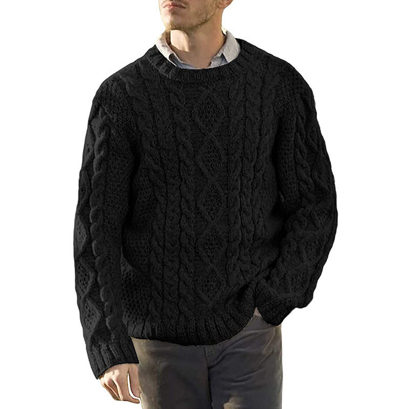Herren Grobstrickpullover mit klassischem Zopfmuster R&B