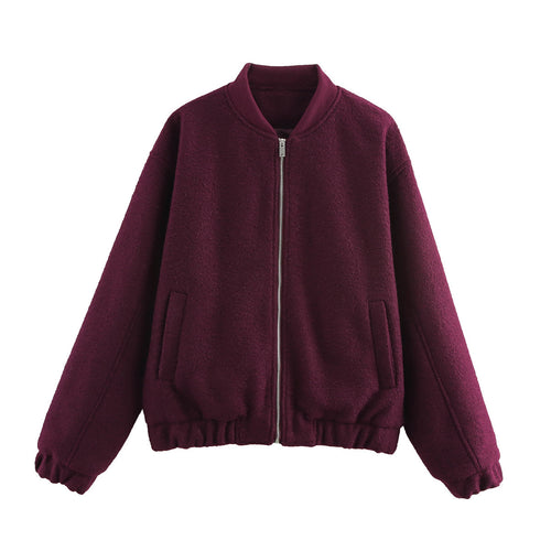 Damen Fleece-Bomberjacke mit elastischem Saum und praktischen Eingrifftaschen R&B