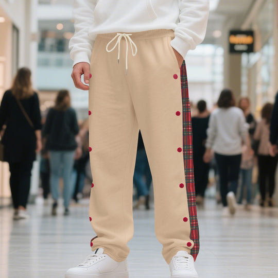 Herren Jogginghose mit seitlichen Knöpfen und pattern akzenten R&B