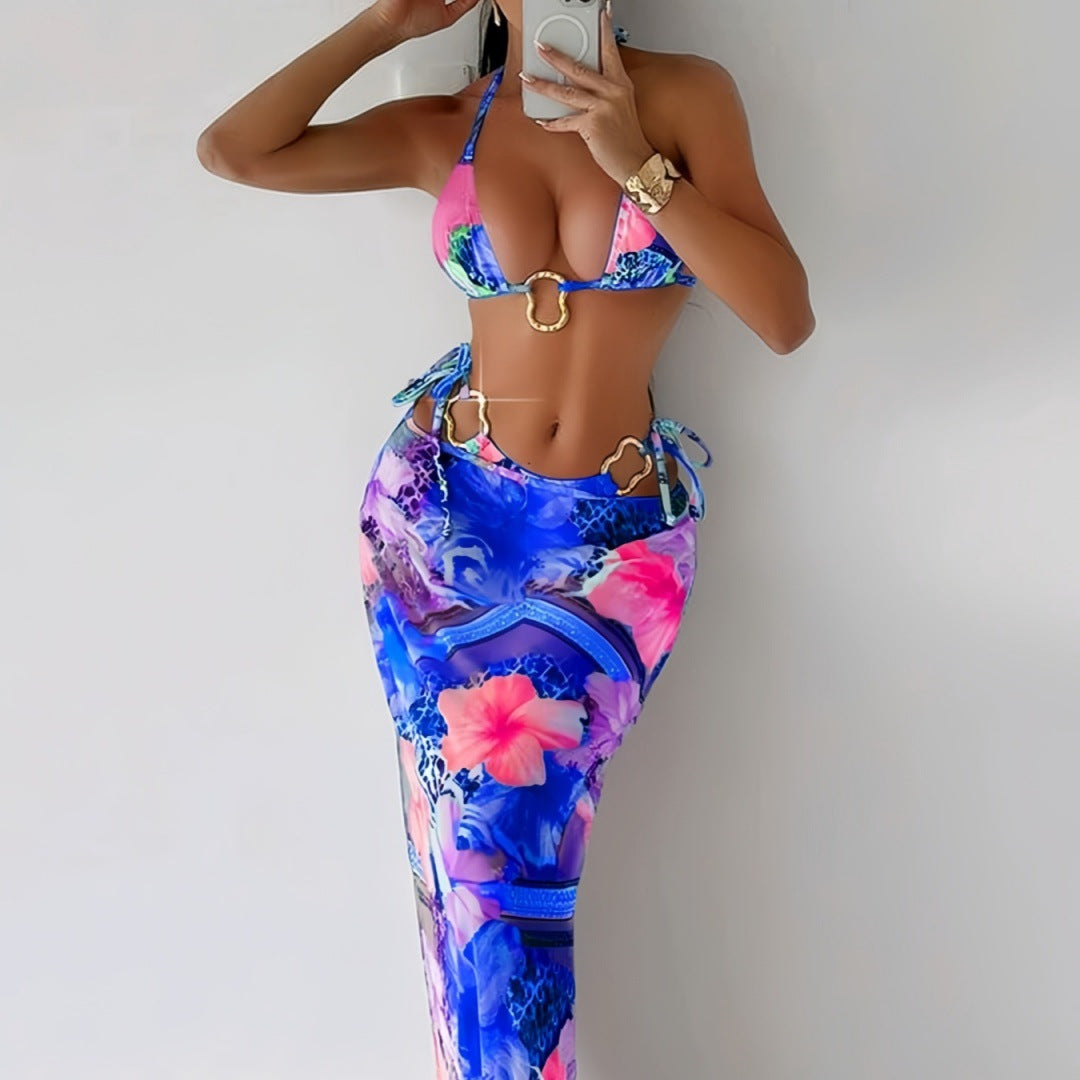 Damen Maxi-Badeanzug mit floralem Design und modischem Cut-Out R&B