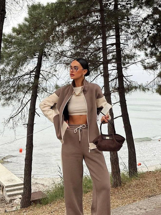 Damen sportlicher Jogginganzug mit modischem Schnitt und elastischen Bündchen R&B