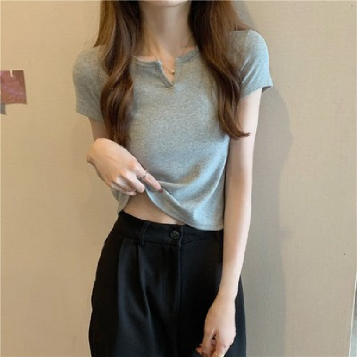 Damen Cropped T-Shirt mit figurbetontem Schnitt und modernen Akzenten R&B