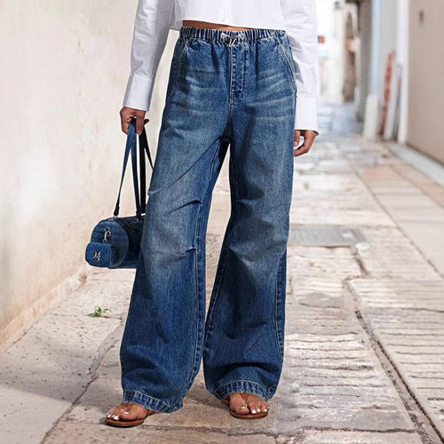Damen Weit geschnittene Jeanshose mit elastischem Bund R&B